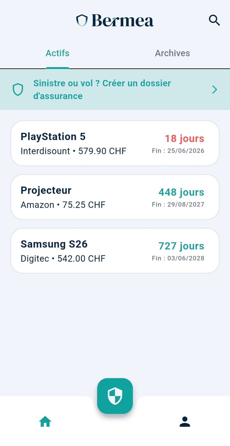 Aperçu de l'application mobile Bermea sur iOS